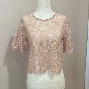 Peachy Pink Lace Crop Top
